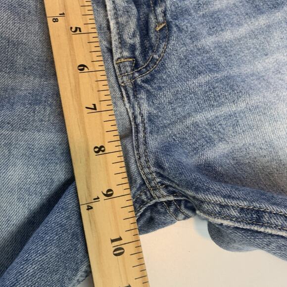 Lucky Shorts Women 6/28 Denim Mid-rise Boy Cut-Off Raw Edge Distressed Blue Jean - Picture 10 of 11